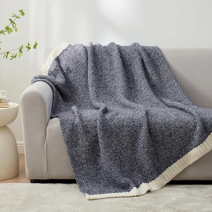 Snuggle Sac Super Soft & Reversible Heather Navy Throw - Image 7