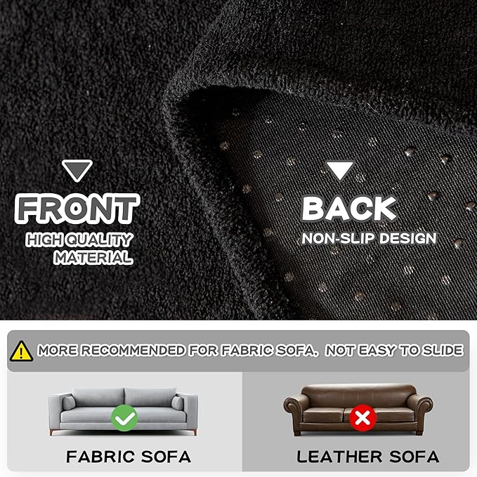 MYSKY HOME Black Couch Covers for Sectional Sofa Love Seat Couch Cover, Couch Covers for Dogs Washable Couch Cover Blanket, Non Slip Sofa Slipcovers, Super Soft Sofa Towel for Kids, Pets, 71" x 118"