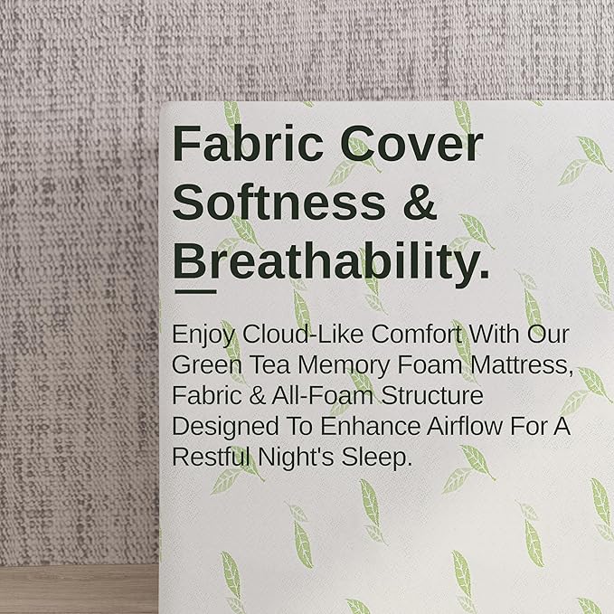 NapQueen King Size, 12 Inch Anula Green Tea Infused Memory Foam Mattress, Bed in a Box, CertiPUR-US Certified Mattress