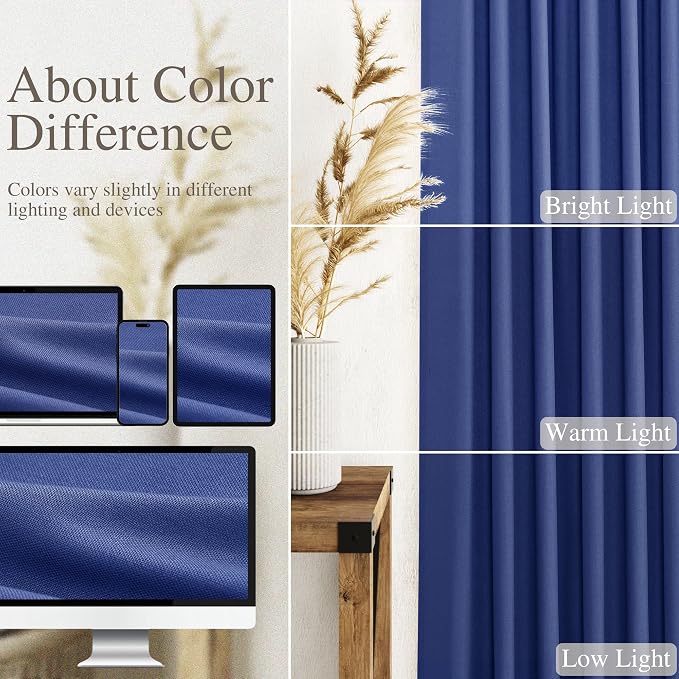 Nanspring Classic Blue Linen Curtains 108 Inches Long - Image 3