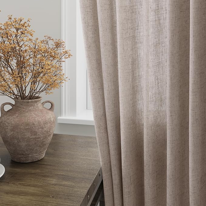 Brownish Grey Linen Curtains 63 Inches Long - Image 4