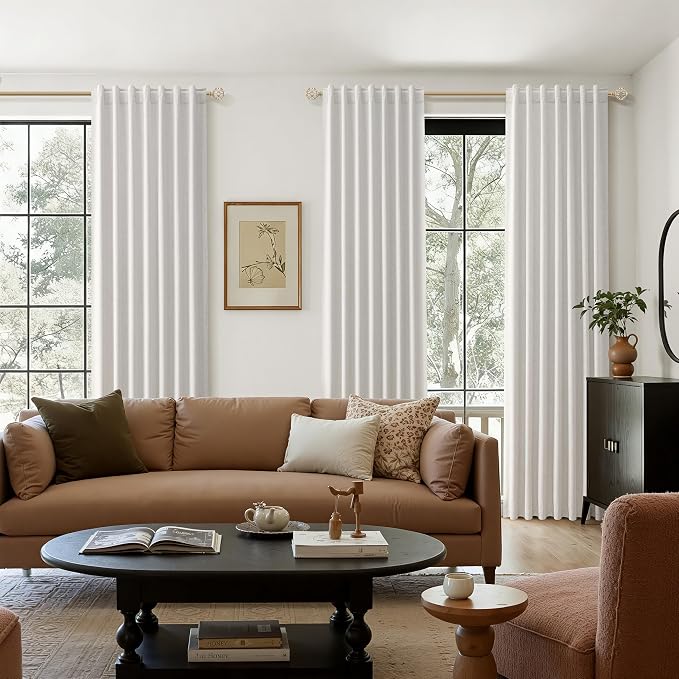 Guken Natural 100% Blackout Curtains 112 Inch Length 2 Panels Set Neutral Linen - Image 8