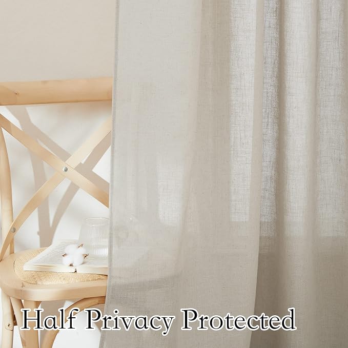 RYB HOME Sheer Valances Window Topper Curtains Linen Textured Sheer Curtains - Image 5