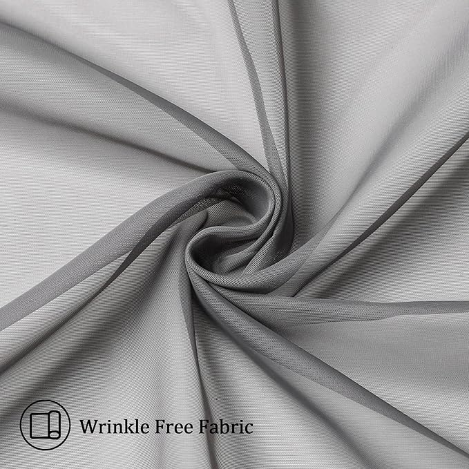 Aiyufeng Charcoal Grey Sheer Curtains, 84 inches Long, 2 Panels Sets, - Image 8