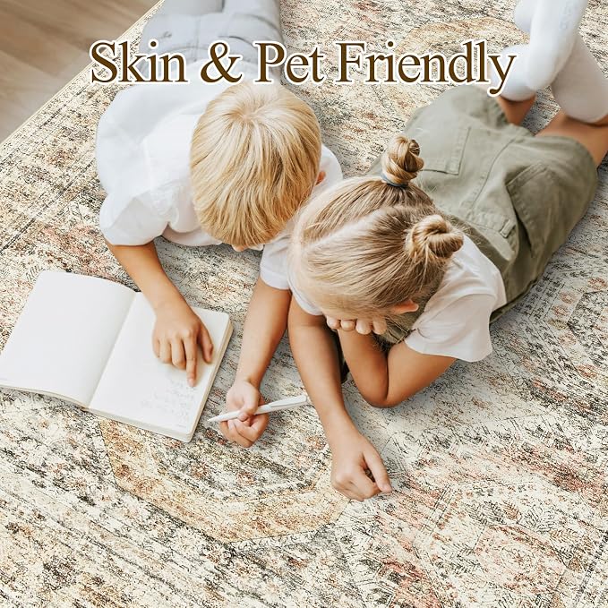 9x12 Area Rugs for Living Room, Non Slip Machine Washable Vintage Rugs - Image 4