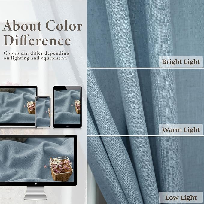 Blue Grey Curtains 96 Inches Long - Image 3
