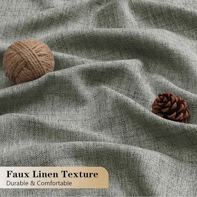 OVZME Valance for Windows, Light Filtering Faux Linen Textured Small Short - Image 4