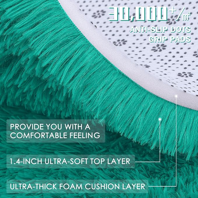 OLANLY Teal Green Round Rugs for Bedroom - Image 7