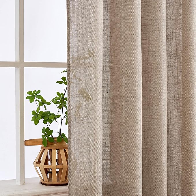 MIULEE Taupe Linen Curtains 108 Inches Long - Image 5