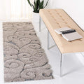 SAFAVIEH Florida Shag Collection Runner Rug - 2'3" x 13', Grey & Light Blue, Scroll Design, Non-Shedding & Easy Care, 1.2-inch Thick Ideal for High Traffic Areas in Living Room, Bedroom (SG455-1160)
