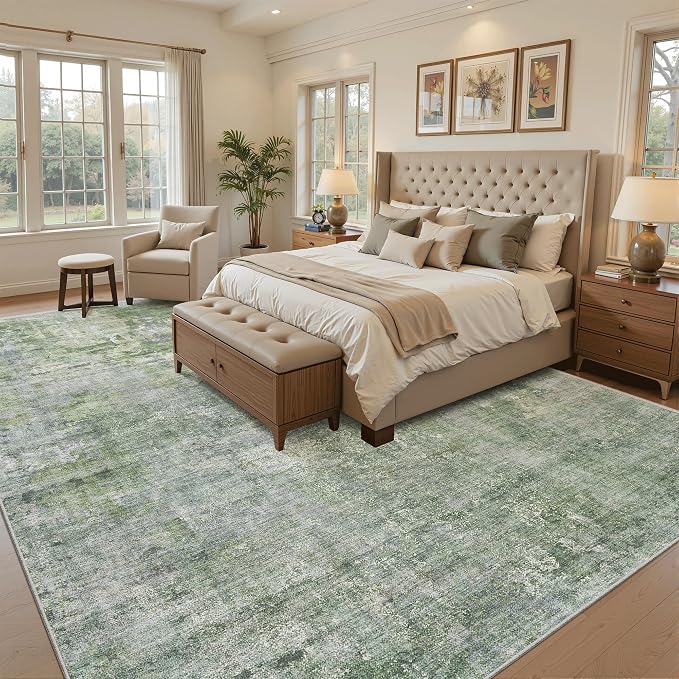 Area Rug 10x12 Vintage Washable Living Room Large Carpet Non Slip Bedroom - Image 3
