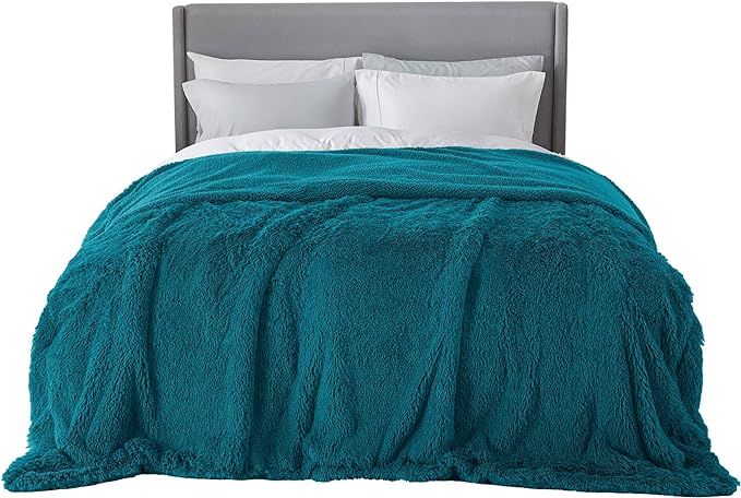 Bedsure GentleSoft Fluffy Turquoise Teal King Size Blanket by BEDSURE