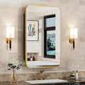 16x24 Inch Mirror Medicine Cabinet for Bathroom Gold Metal Frame Bathroom Medicine Cabinet with Mirror Recessed or Wall Mounted