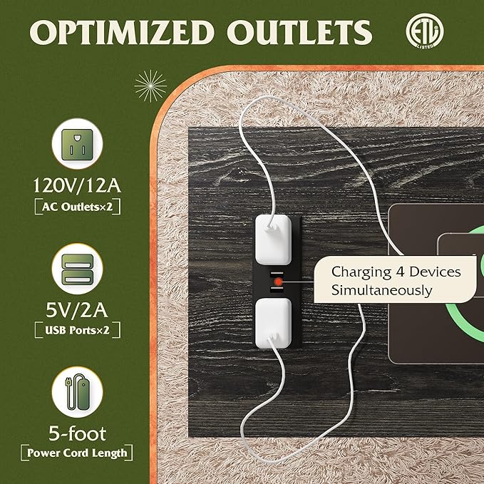 WLIVE Narrow End Table with Charging Station of Open Storage Shelf, Sofa Side Table with 2 USB Ports and 2 Power Outlets, Slim Farmhouse End Table for Small Spaces, Bedroom, Living Room