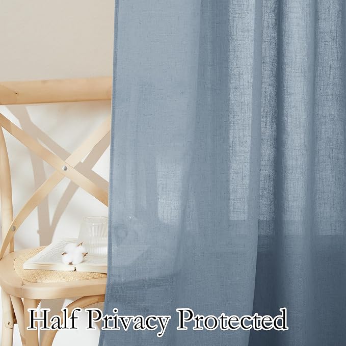 RYB HOME Semi Sheer Curtains for Small Window Doorway, Thick Linen Burlap Half - Image 4