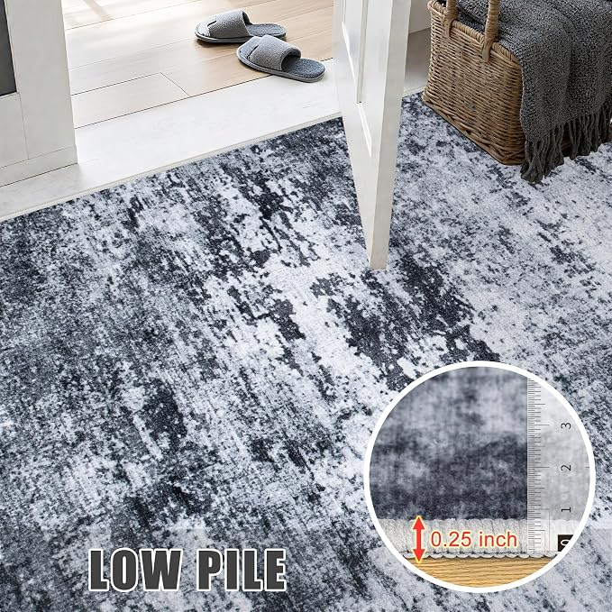5x7 Area Rug Living Room Rug: Washable Modern Abstract Soft Thin Rug Indoor - Image 8