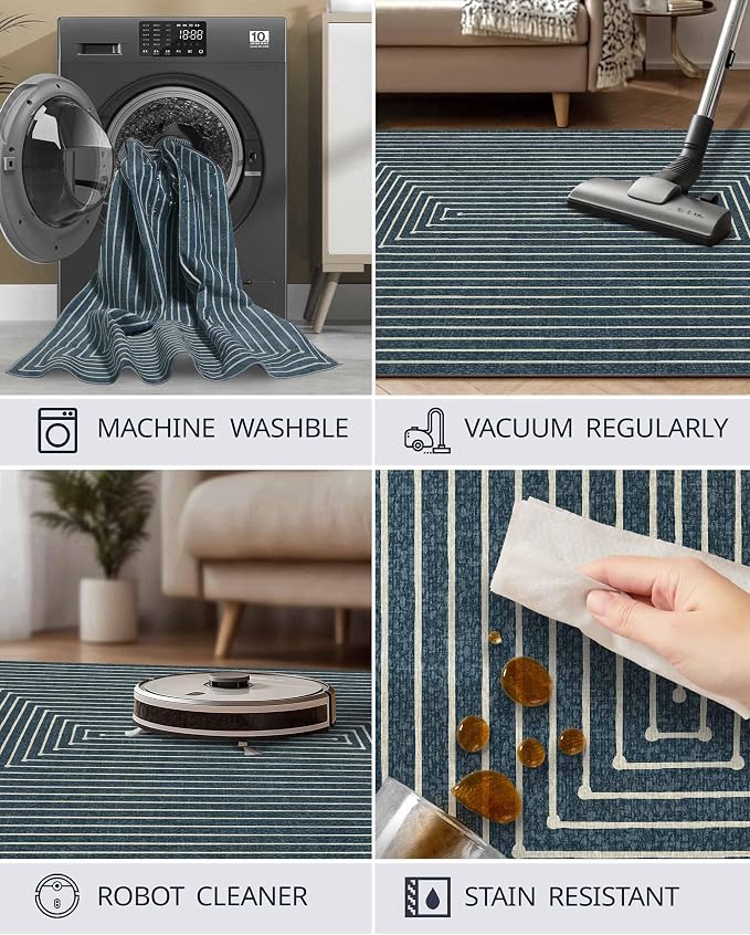 Latte&Fog 3x5 Entryway Rug Indoor, Modern Abstract Washable Area Rug, Boho Non - Image 5