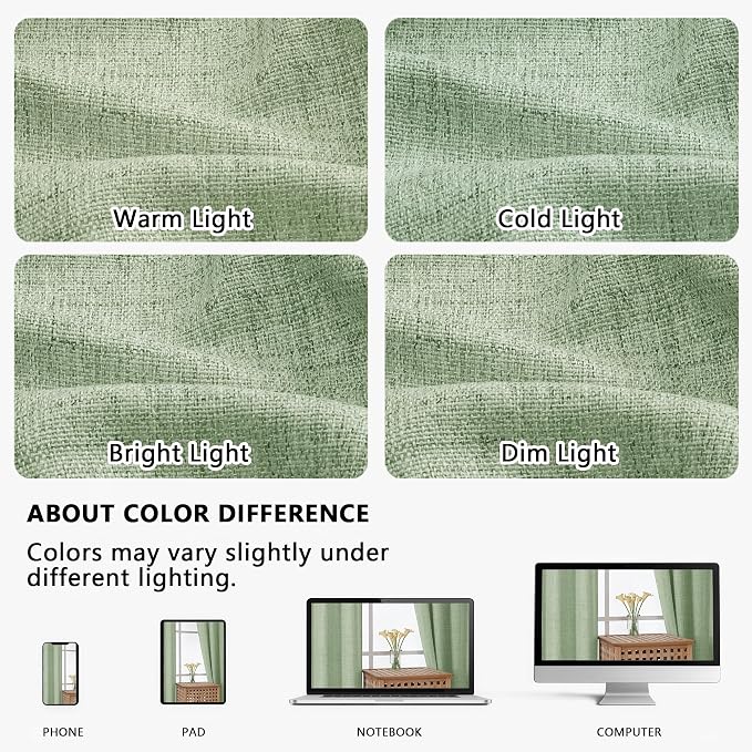OVZME Valance for Windows, Light Filtering Faux Linen Textured Small Kitchen - Image 9