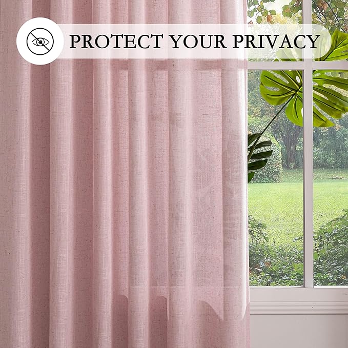 MYSKY HOME Pink Curtains 72 Inch Length - Image 5