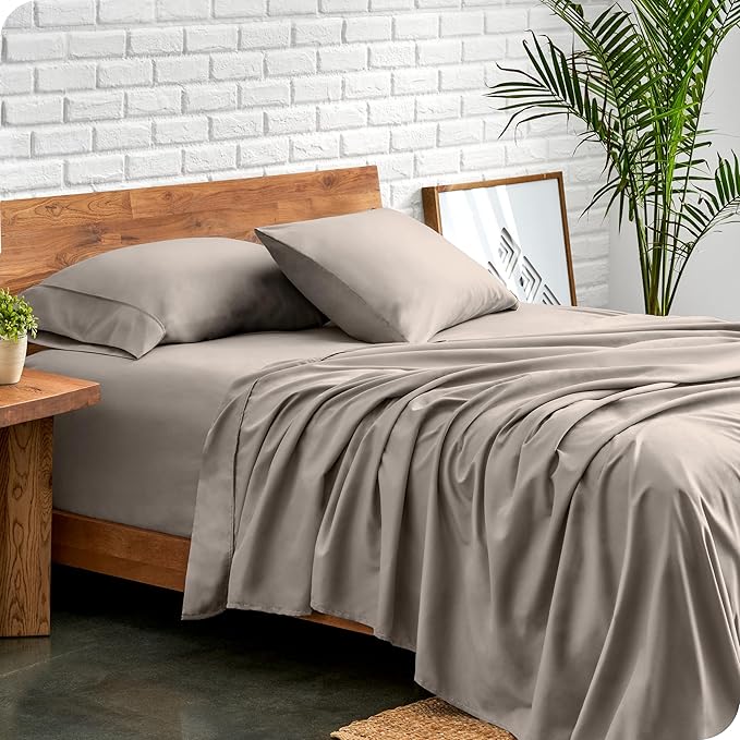 Bare Home Full Sheet Set - Luxury 1800 Ultra-Soft Microfiber Full Bed Sheets - Double Brushed - Deep Pockets - Easy Fit - 4 Piece Set - Bedding Sheets & Pillowcases (Full, Khaki)