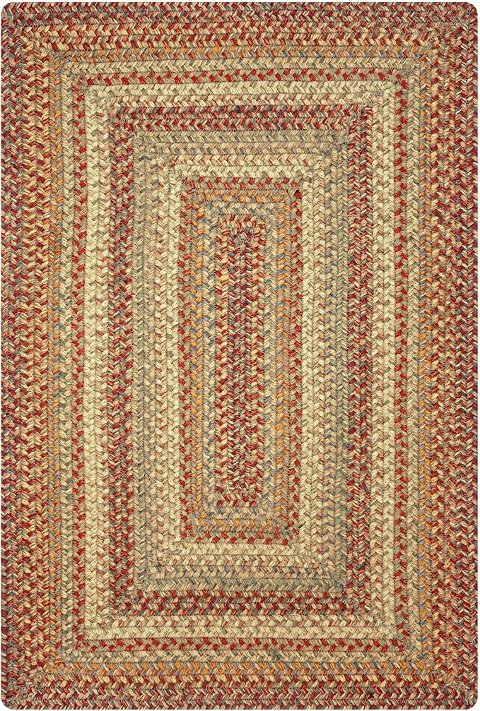 Homespice Harvest Premium Jute Braided Area Rug, 22" x 72" Rectangular Hall Runner Beige - Tan - Red, Natural Jute Yarn Rustic, Country, Primitive, Farmhouse Style - 30 Day Risk Free Purchase