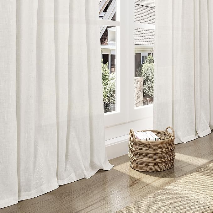 Cream Linen Curtains 66 Inch Length - Image 6