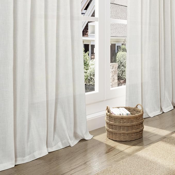 Nanspring Natural Linen Curtains 84 Inch Length 2 Panels Set - Image 5