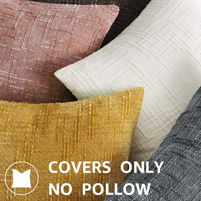 decorUhome Summer Pink Chenille Throw Pillow Covers 12x20 Set of 2 Textured - Image 8