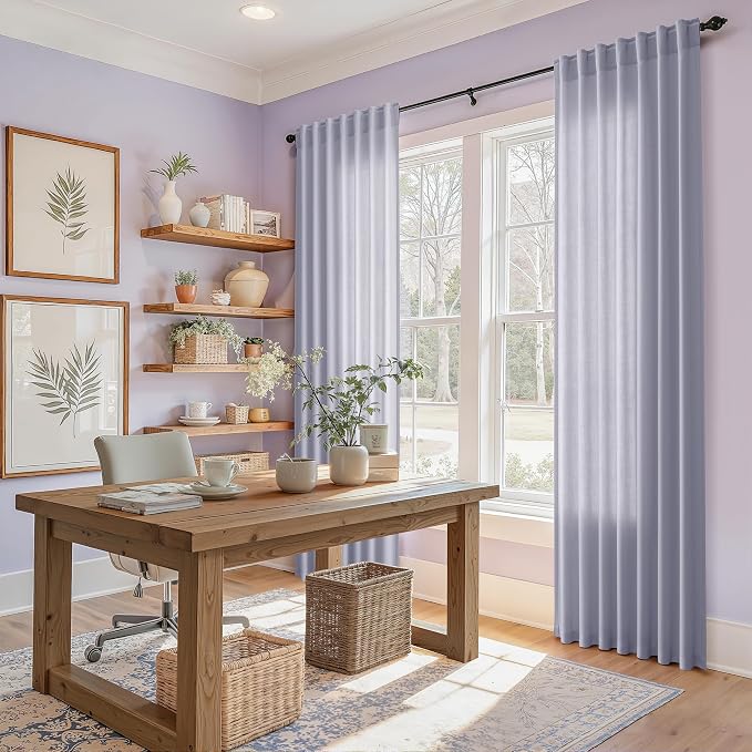 Nanspring Lavender Purple Linen Curtains 84 Inch Length 2 Panels Set - Image 8