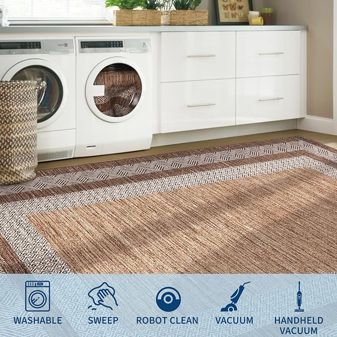 GarveeHome Modern Geometric Area Rug 2x3 Distressed Bordered Washable Non Slip - Image 8