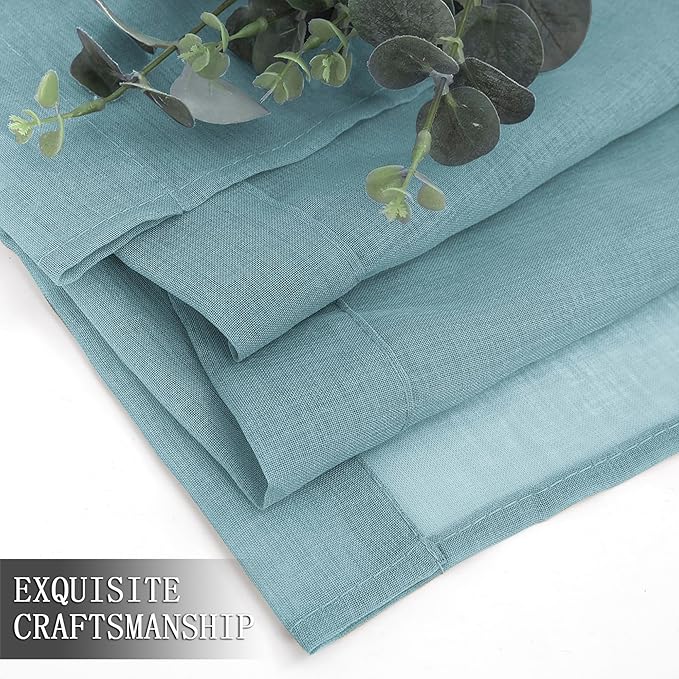 Tollpiz Short Sheer Curtain Linen Textured Living Room Curtains Sheer Light - Image 7