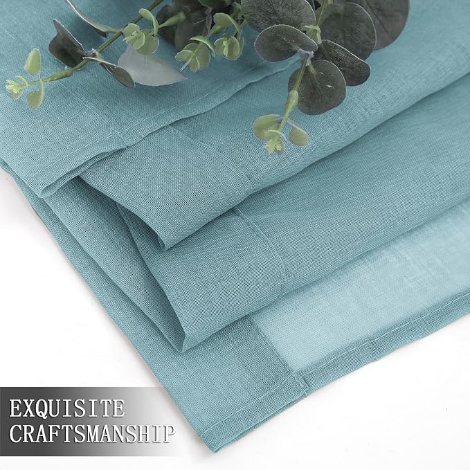 Tollpiz Sheer Curtains Bedroom Linen Textured Curtain Sheers Light Filtering - Image 7