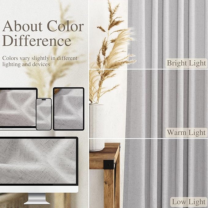Nanspring Grey Linen Boho Curtains - Image 4