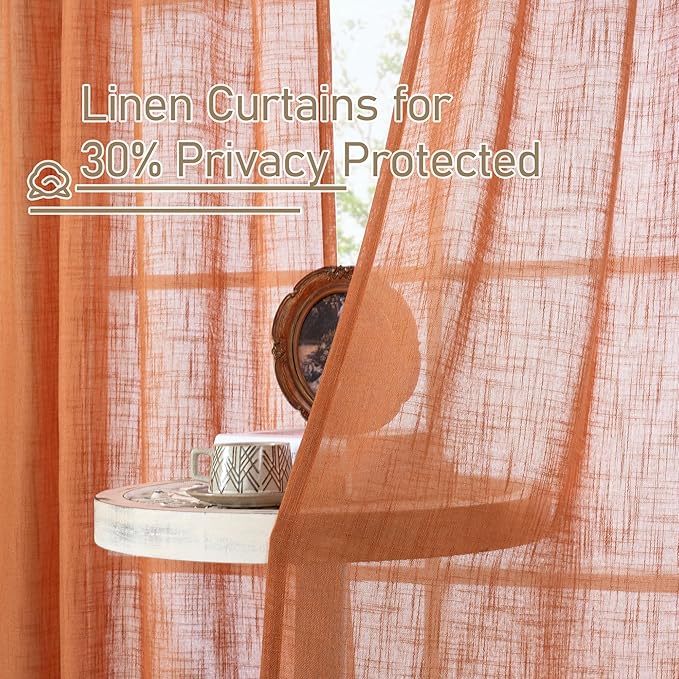 LAMIT Linen Curtians for Living Room 72 Inch Length, Bronze Grommet Light - Image 8