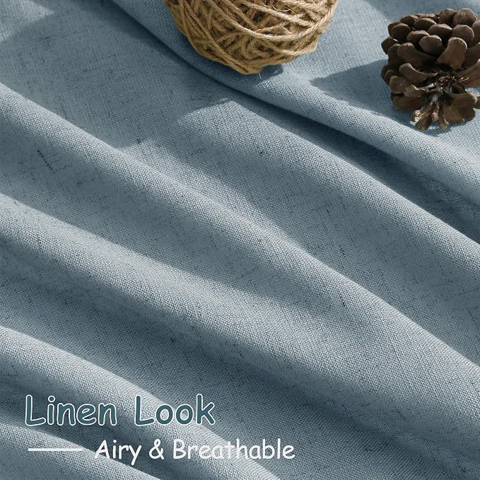 Nanspring Light Blue Linen Curtains 108 Inches Long - Image 5