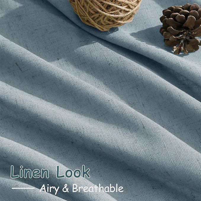 Nanspring Light Blue Linen Curtains 84 Inch Length 2 Panels Set - Image 5