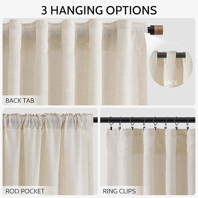 Birch Beige Linen 112 Inch Curtains - Image 2