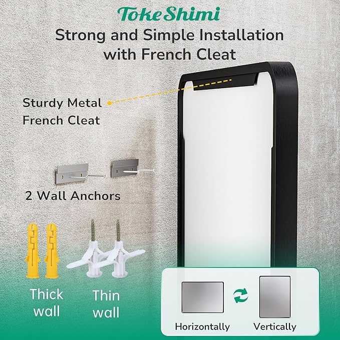 TokeShimi 30x36 Black Mirror for Bathroom,Modern Bathroom Vanity Mirror,Tempered Glass,Matte Black Aluminum Framed Mirror(Horizontal/Vertical)