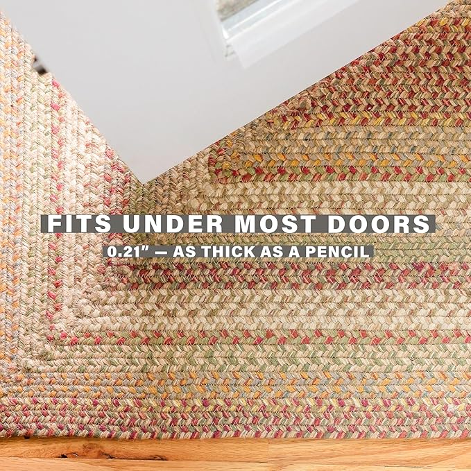Homespice Harvest Premium Jute Braided Area Rug, 22" x 72" Rectangular Hall Runner Beige - Tan - Red, Natural Jute Yarn Rustic, Country, Primitive, Farmhouse Style - 30 Day Risk Free Purchase
