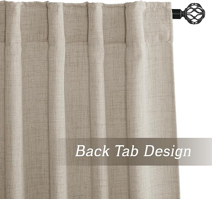 RYB HOME Natural Beige Linen Sheer Curtains 102 inches Long - Image 2