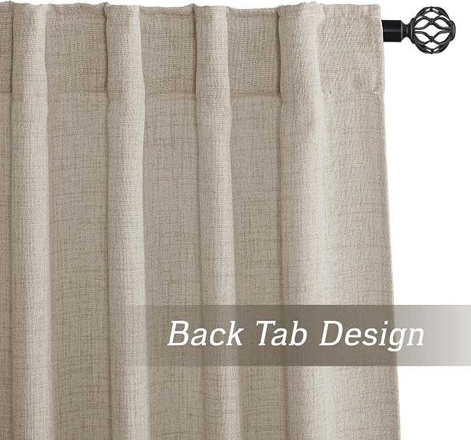 RYB HOME Natural Beige Linen Sheer Curtains 90 inches Long - Image 5