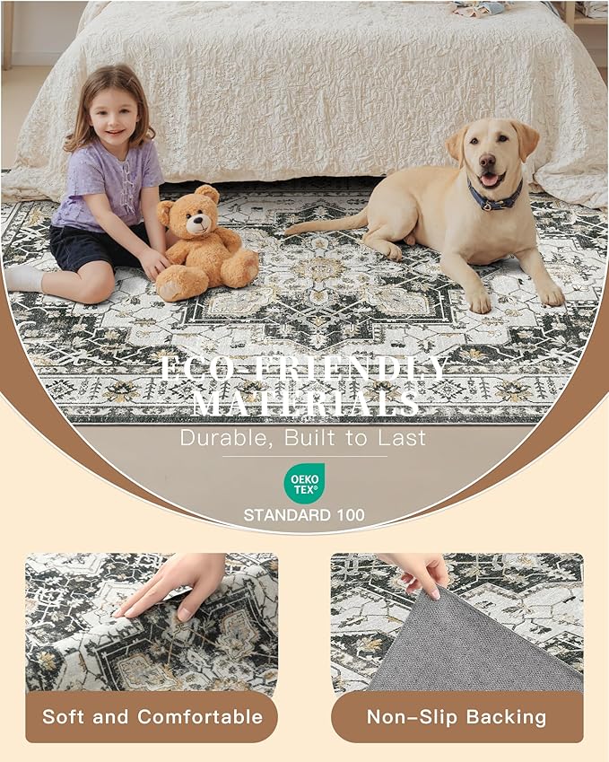 Madane Runner Rug 2x8, Washable Hallway Runner Rugs, Non-Slip Low-Pile Soft - Image 5