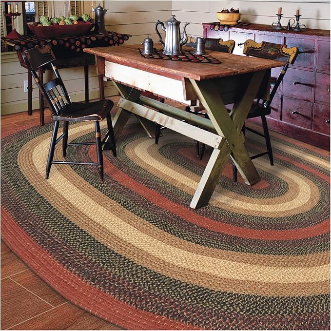 Highland Multi Color Oval Braided Rug, 6x9' - Handmade with Jute, Warm Country and Lodge Decor, Perfect for Living Rooms and Dining Rooms - Pet Friendly and Easy to Clean