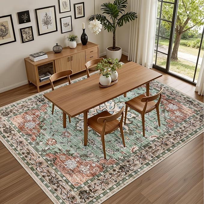 4x6 Area Rugs for Living Room: Washable Rug Soft Vintage Distressed Floral - Image 4