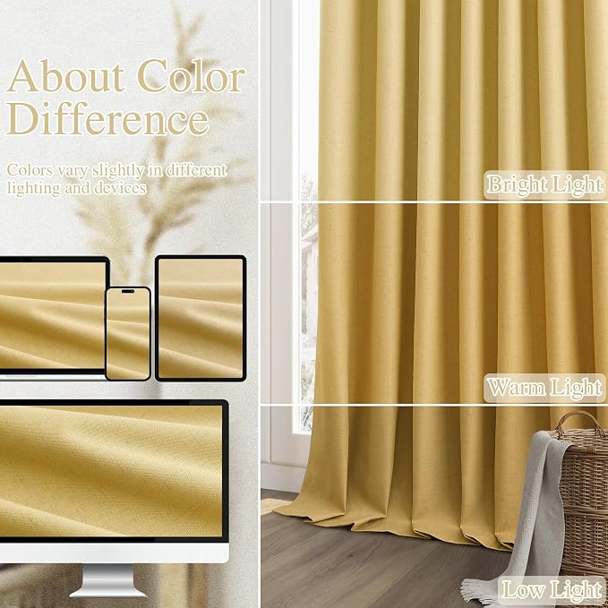 Guken 100% Blackout Curtains 96 Inch Length 2 Panels Set - Image 7