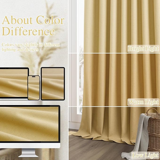Guken 100% Blackout Curtains 102 Inch Length 2 Panels Set - Image 7