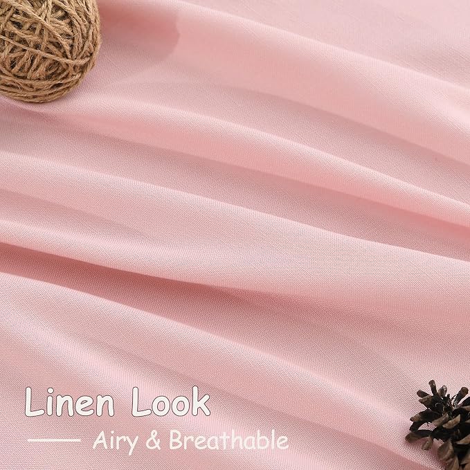 Nanspring Pink Linen Curtains 108 Inches Long - Image 5