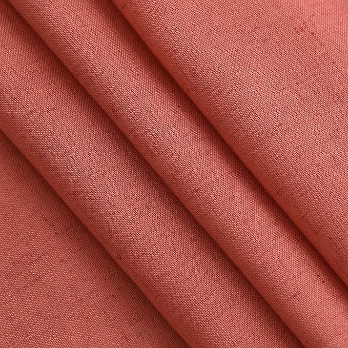 Coral Linen Curtains 102 Inches Long 2 Panel Set Back Tab Rod Pocket Semi Sheer - Image 5