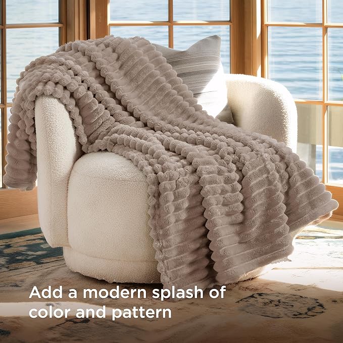 Bedsure GentleSoft Light Brown Throw Blanket - Image 3