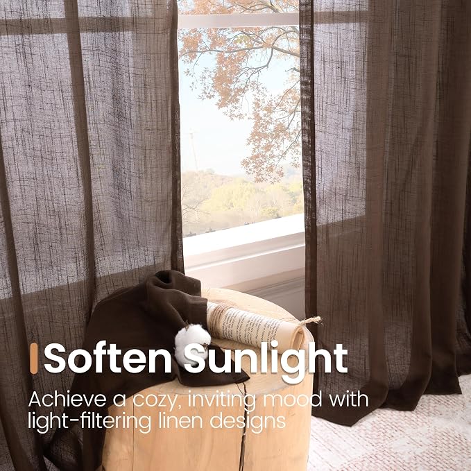 BGment Brown Linen Curtains 45 Inch Length - Image 5